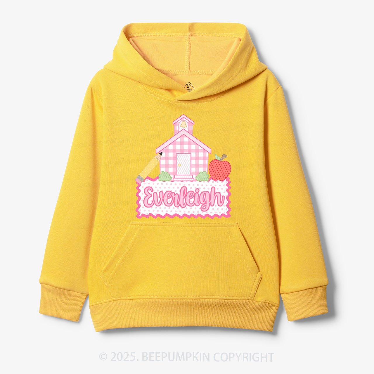 Personalized Pink Schoolhouse Kid's Hoodies Beepumpkin