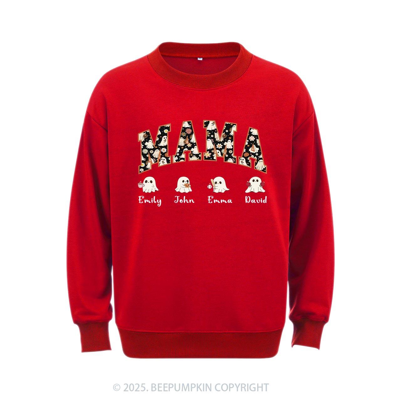 Personalized Ghost Mom Halloween Sweatshirt Beepumpkin