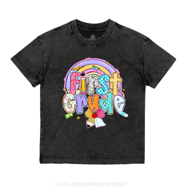 Personalized Rainbow Learning Days Toddler&Kids Washed Tees