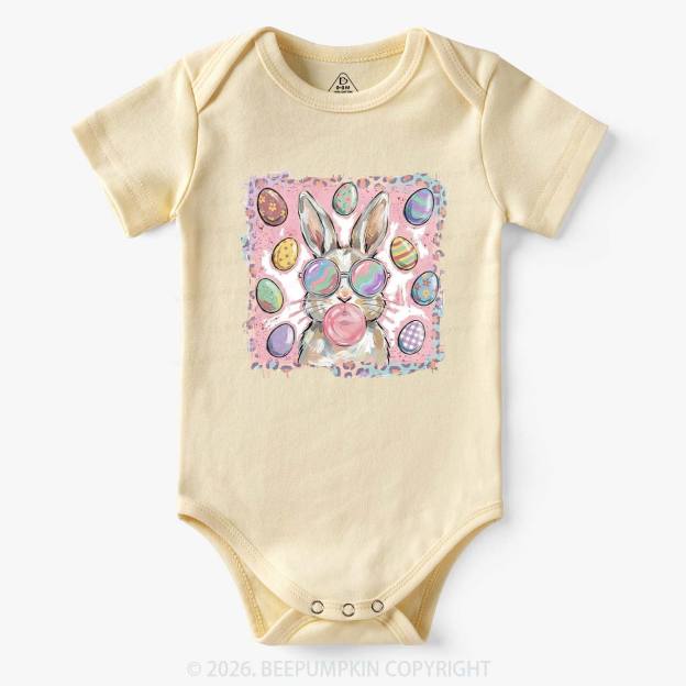 Retro Bubblegum Bunny Colorful Easter Eggs Baby Bodysuit