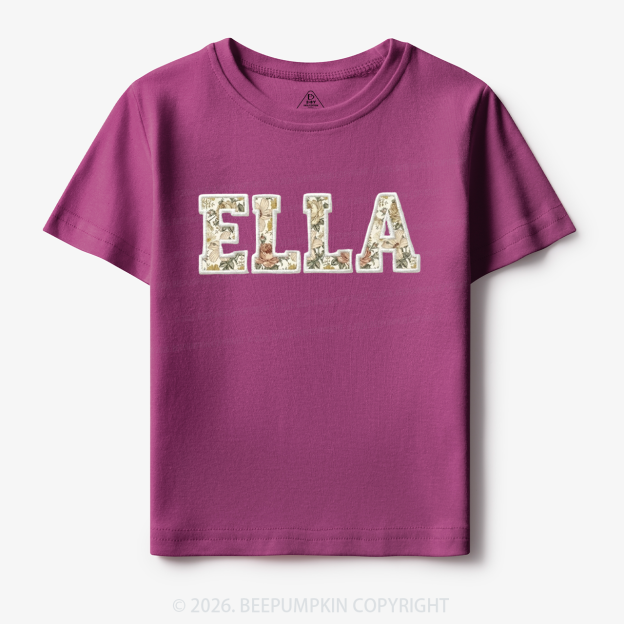 Personalized Applique Wildflower Print Toddler&Kid's Tees