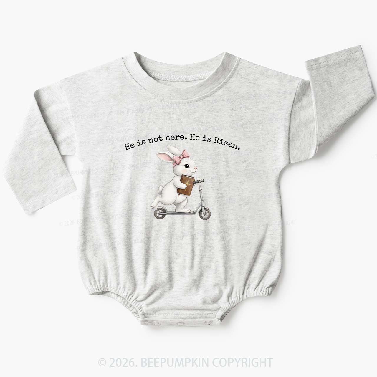 He Is Not Here He is Risen Rabbit Christian Easter Baby Bubble Romper