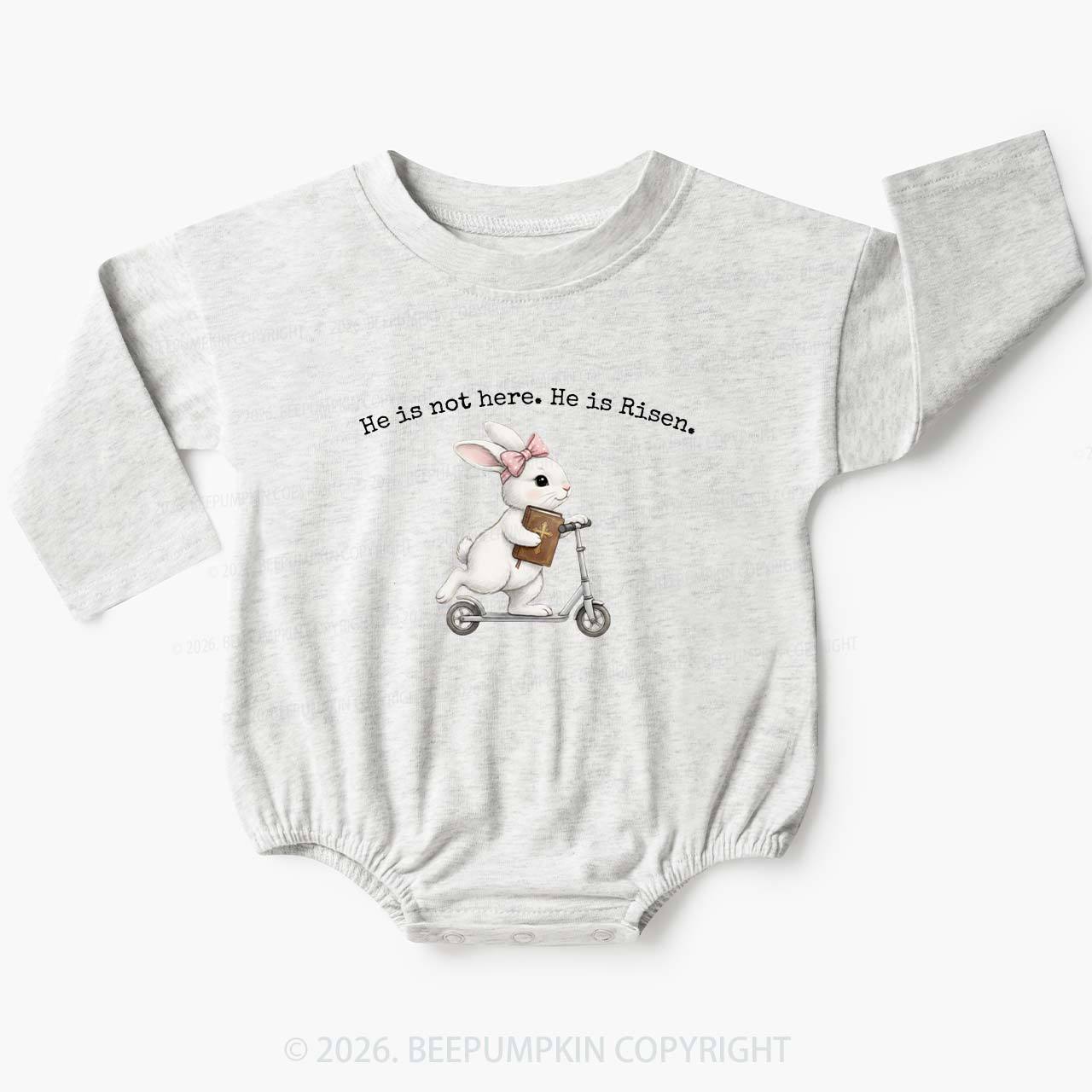 He Is Not Here He is Risen Rabbit Christian Easter Baby Bubble Romper