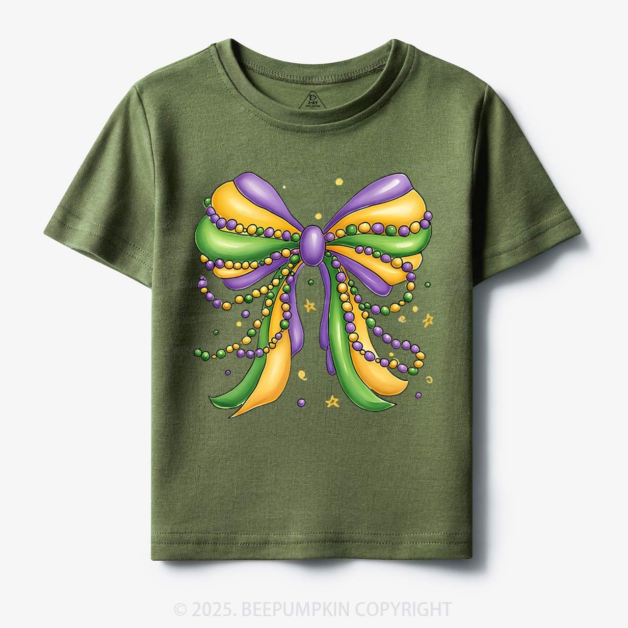Mardi Gras Ribbon Bow Toddler&Kid's Tees Beepumpkin