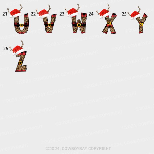 Personalized Monogrammed Plaid Letter With Santa Hat Christmas Family Matching T-Shirts Beepumpkin