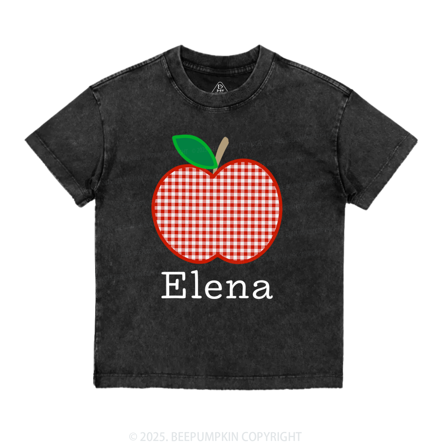 Personalized Red Apple Toddler&Kids Washed Tees