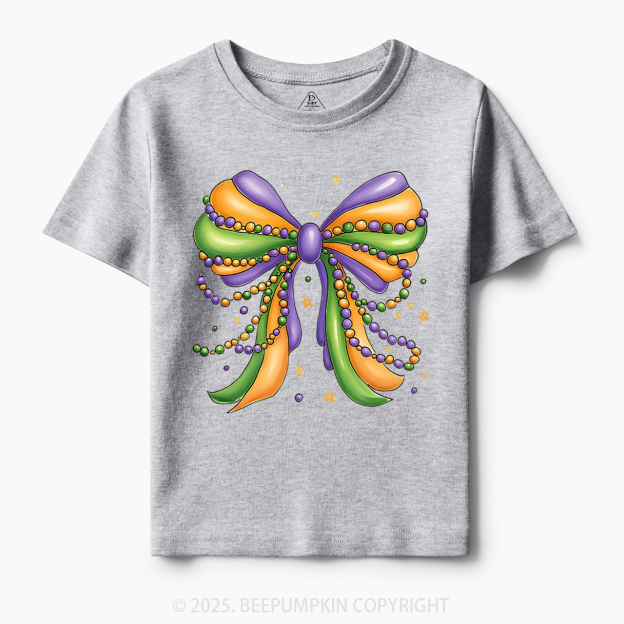 Mardi Gras Ribbon Bow Toddler&Kid's Tees Beepumpkin