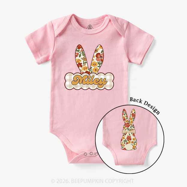 Personalized Vintage Floral Bunny Baby Bodysuit