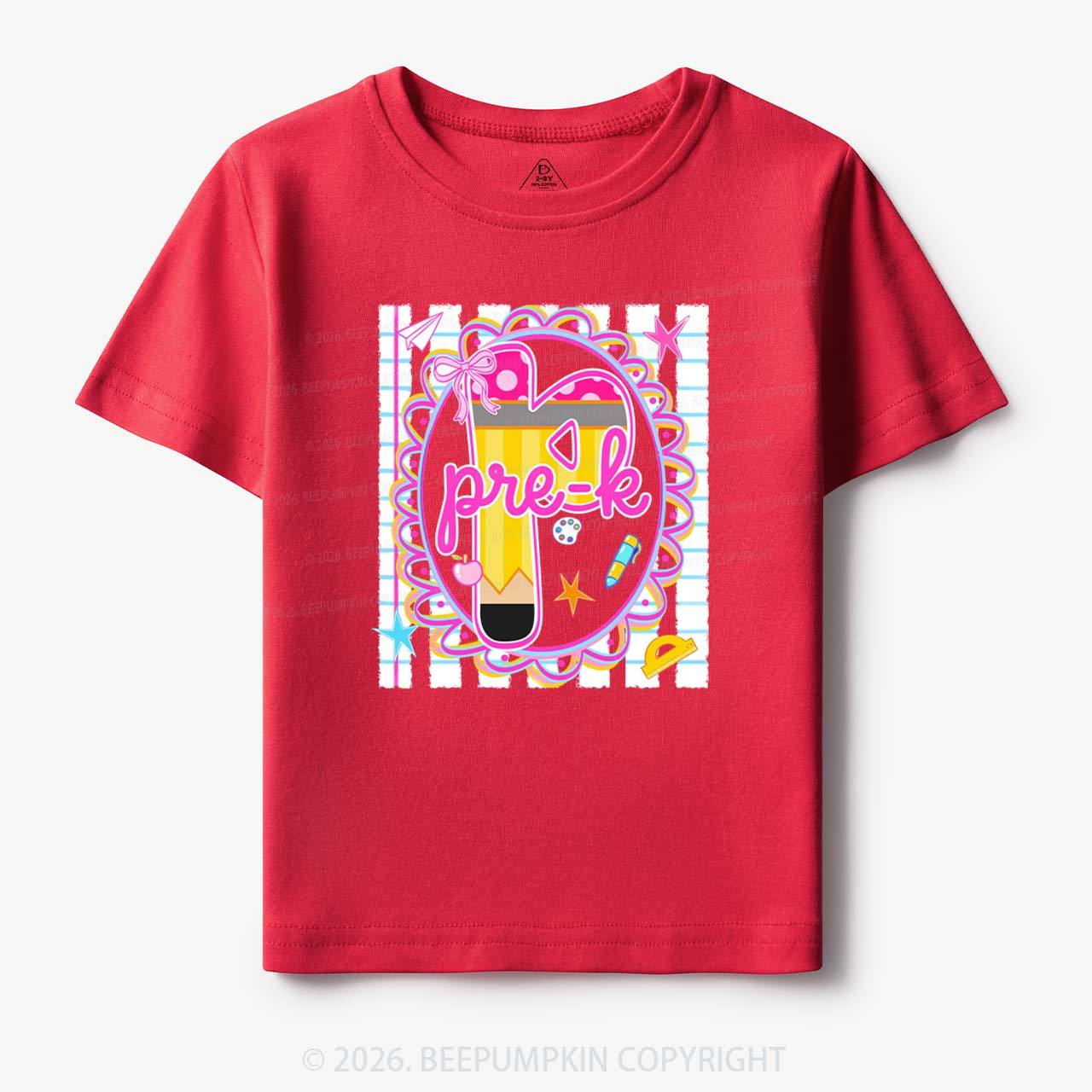 Personalized Pink Gingham Stripes Back To School Toddler&Kid's Tees