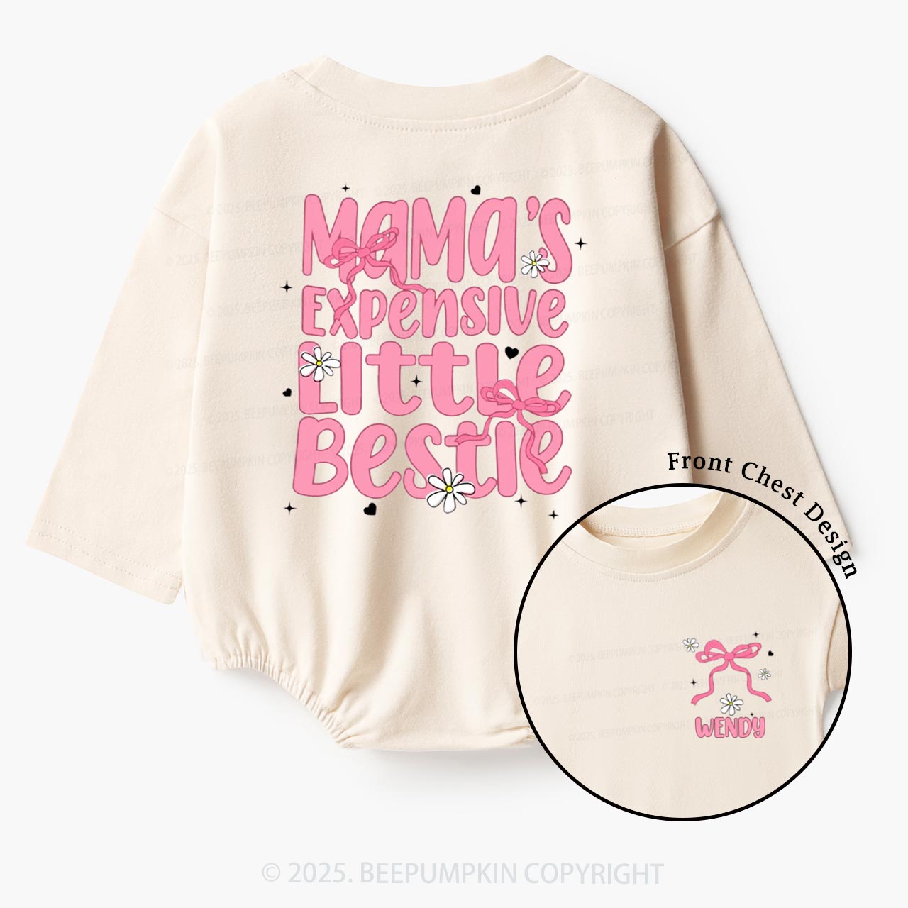 Personalized Mama's Expensive Little Bestie Baby Bubble Romper Beepumpkin