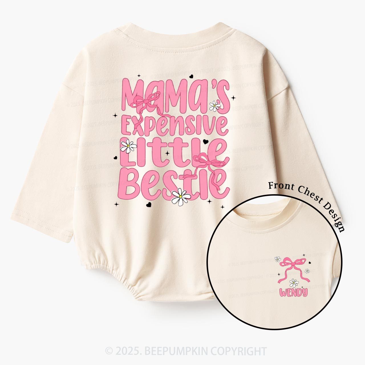Personalized Mama's Expensive Little Bestie Baby Bubble Romper Beepump