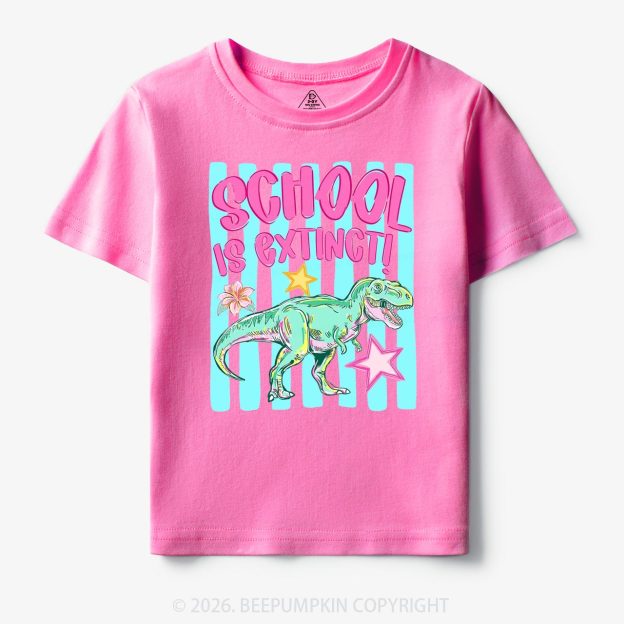 Retro Dinosaur School Is Extinct Last Day Of School Toddler&Kids Shirts