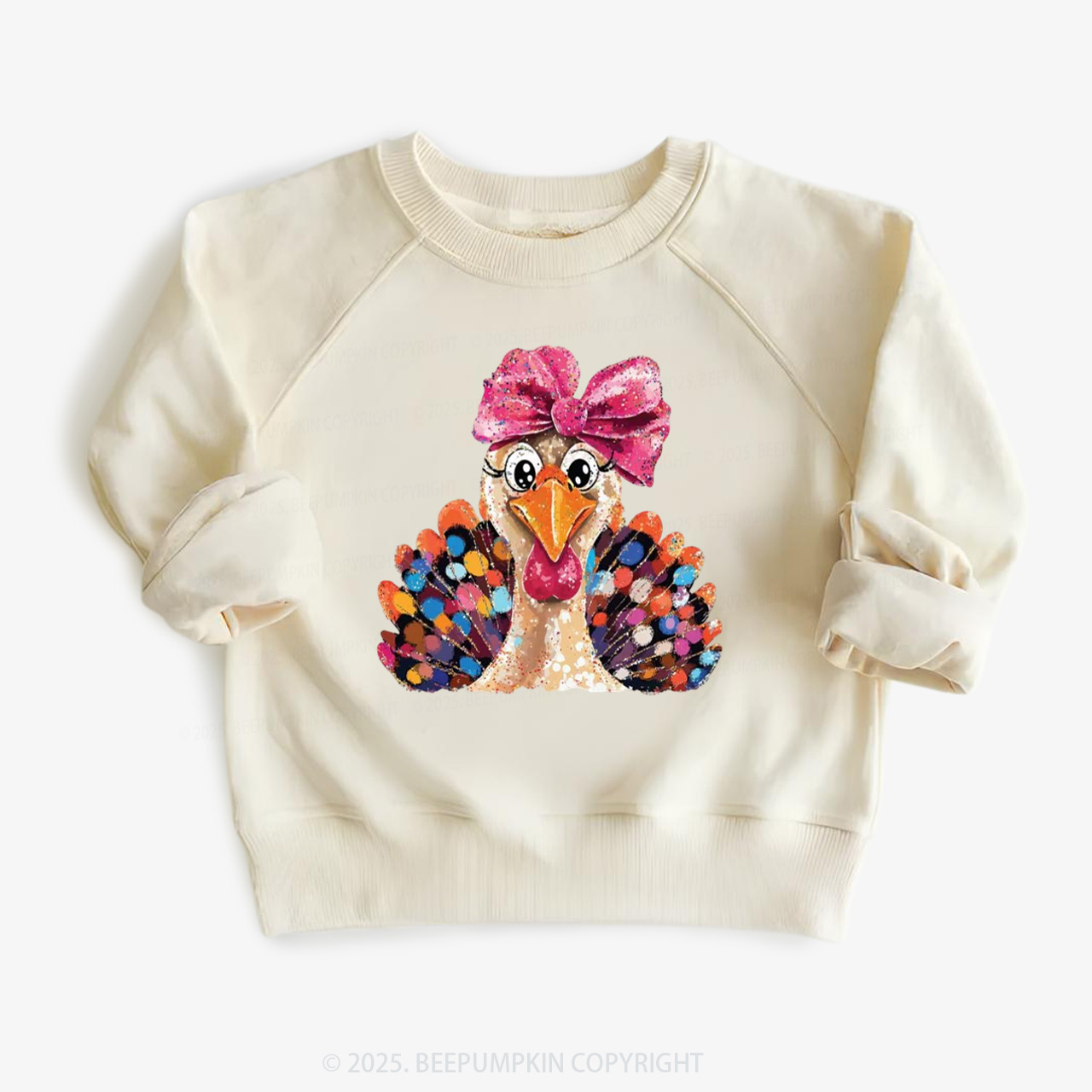 Turkey At The Table Thanksgiving Kid's Sweatshirt