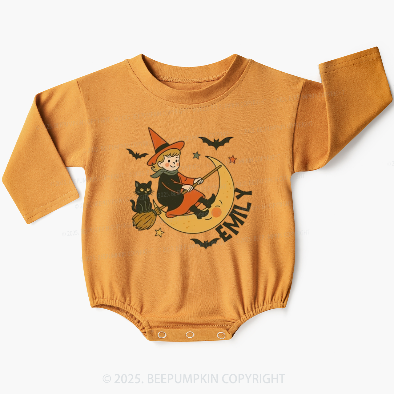 Personalized Vintage Halloween Baby Bubble Romper Beepumpkin