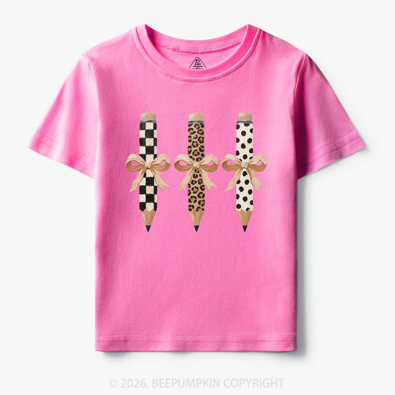 Brushstroke Pencil Bow Preppy Toddler&Kid's Tees