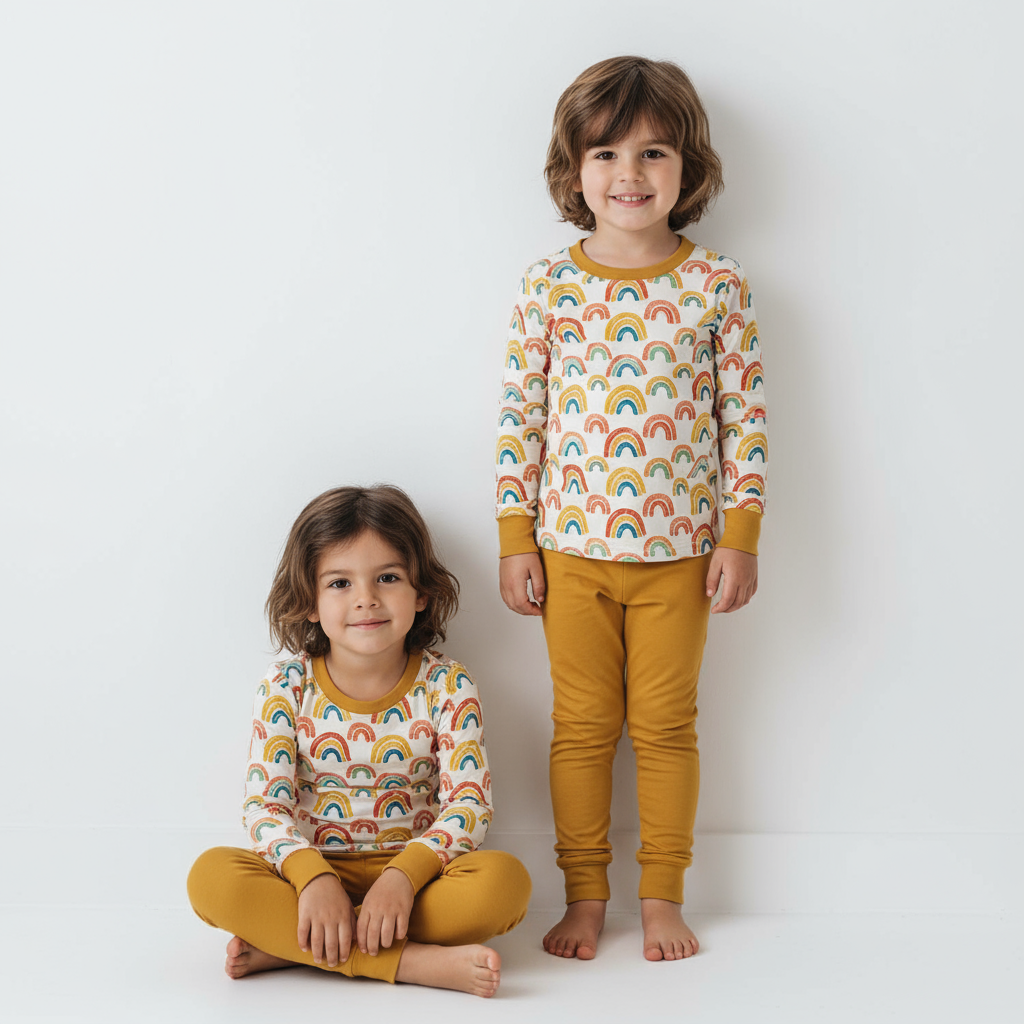 Rainbow Two-Piece Pajama Set For Kids