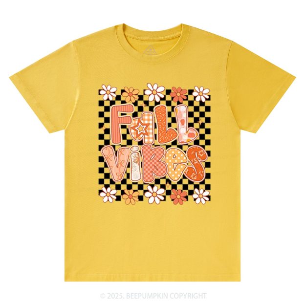 Floral Fall Checkered T-Shirts Beepumpkin