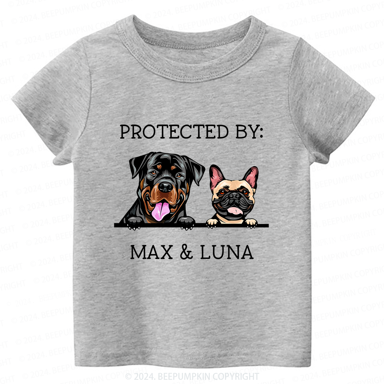 Personalized Baby Shower Gift Protected By Dog Toddler&Kids Tees 