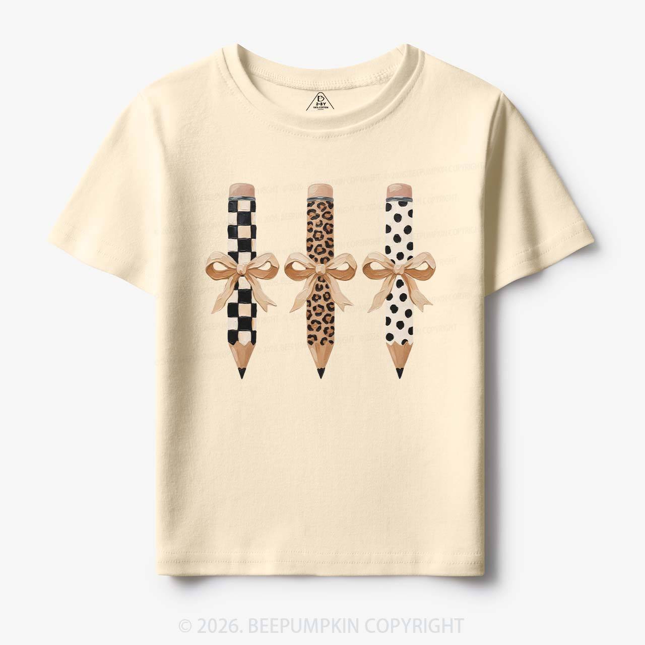 Brushstroke Pencil Bow Preppy Toddler&Kid's Tees