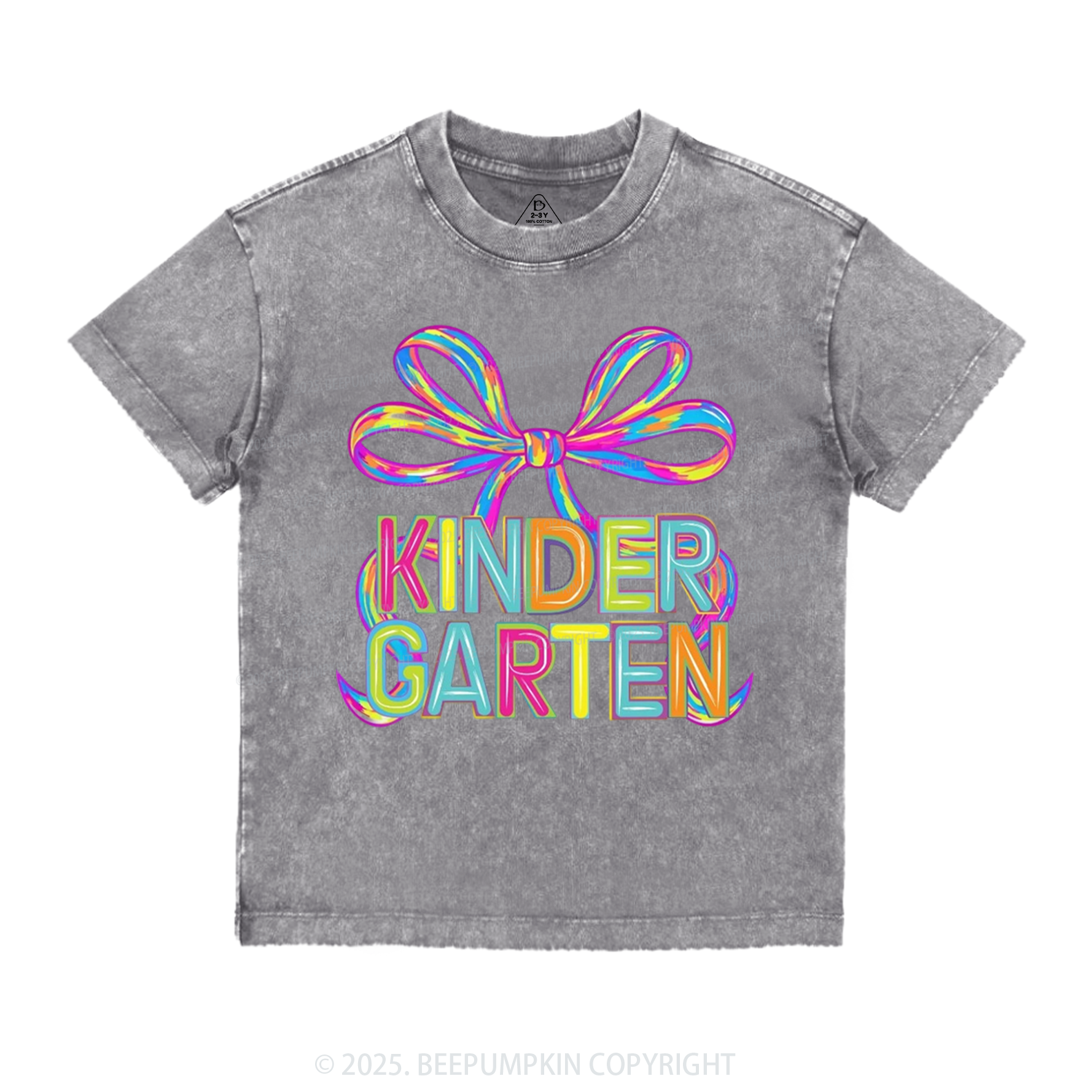 Personalized Rainbow Ribbons Grade Toddler&Kids Washed Tees