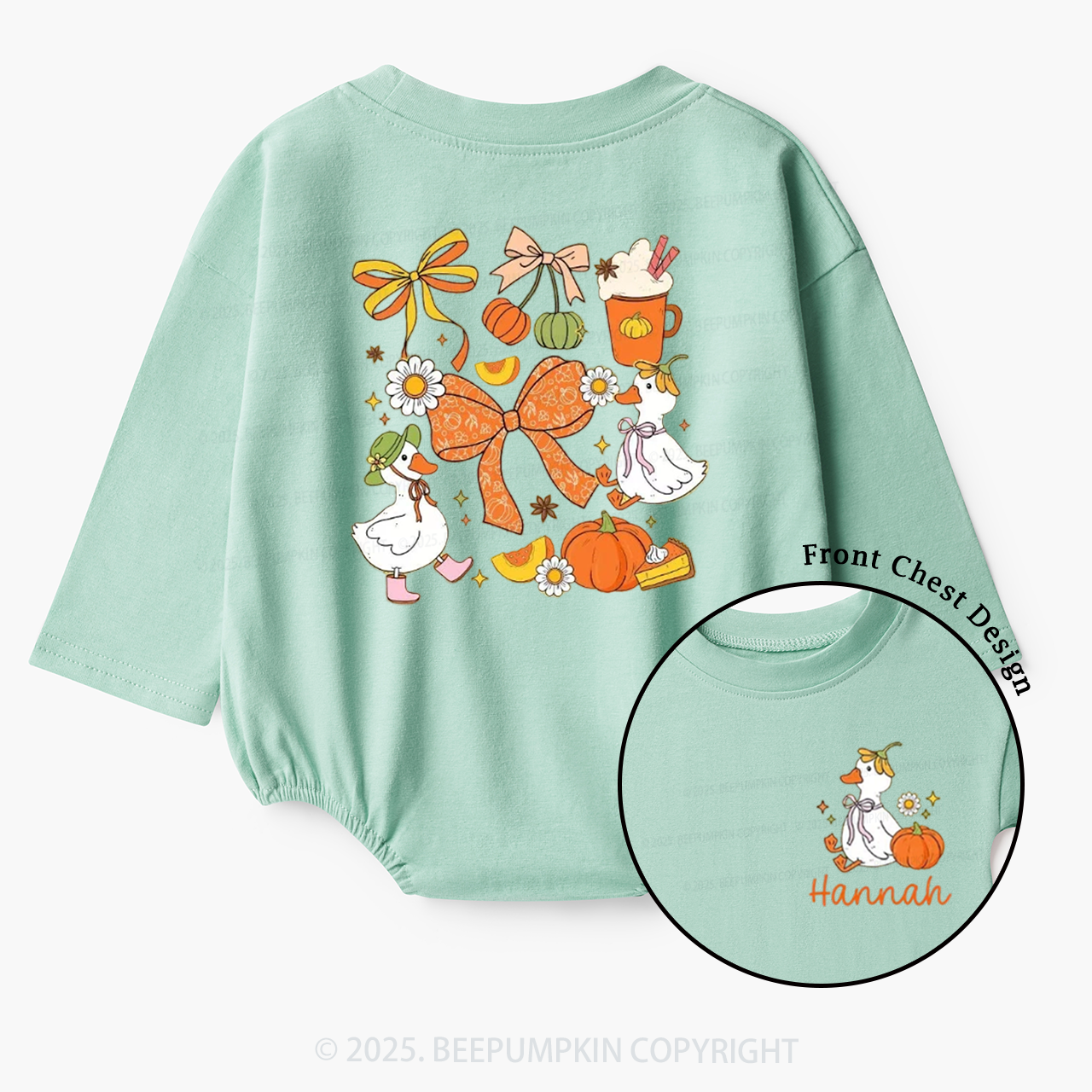 Personalized Name Pumpkin and Goose Baby Bubble Romper Beepumpkin