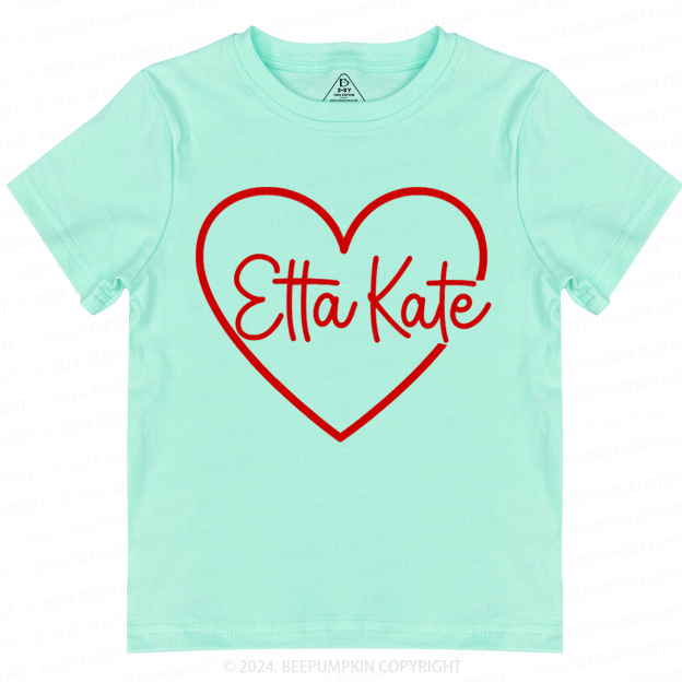 Personalized Valentine Heart Name Toddler&Kids Tees Beepumpkin