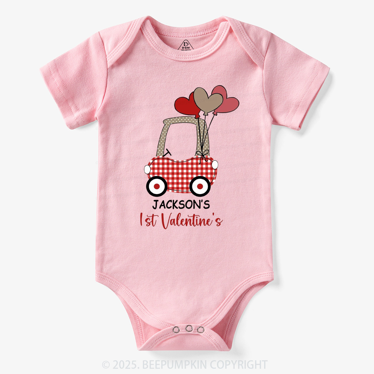 Personalized Car My First Valentine's Day Bodysuit Beepumpkin