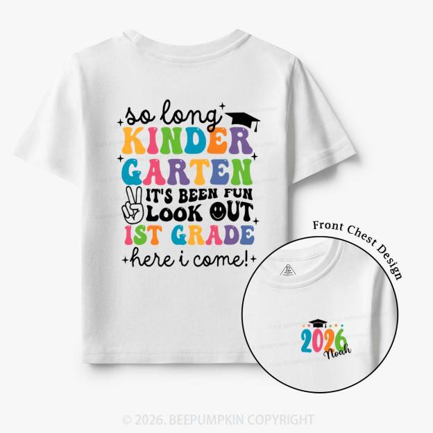 Personalized Name So Long Kindergarten Hello 1st Grade Toddler&Kid's Tees