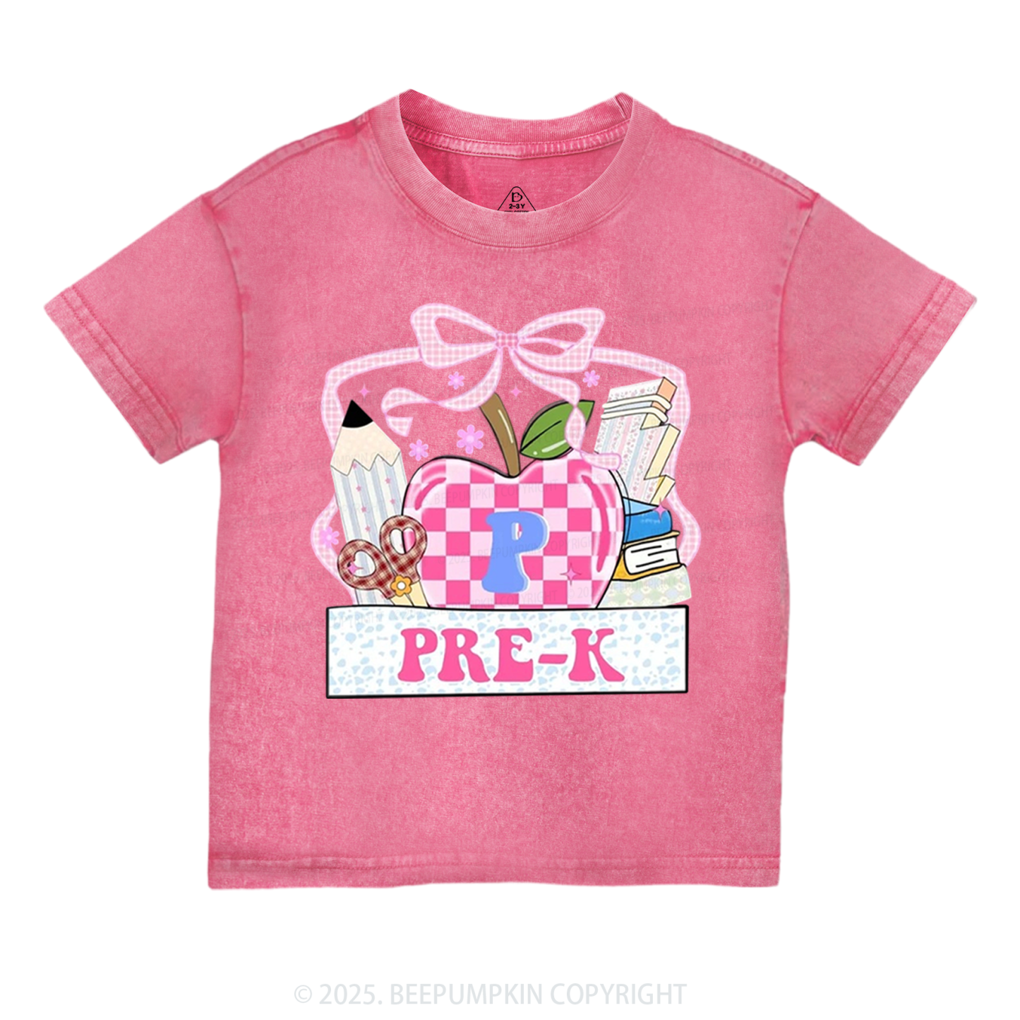 Personalized Checkered Apple Days Toddler&Kids Washed Tees