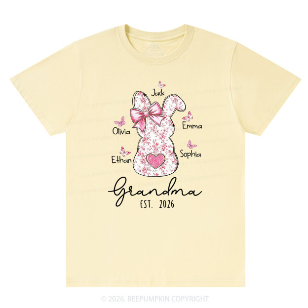 Personalised Pink Floral Butterfly Bunny Easter T-Shirt