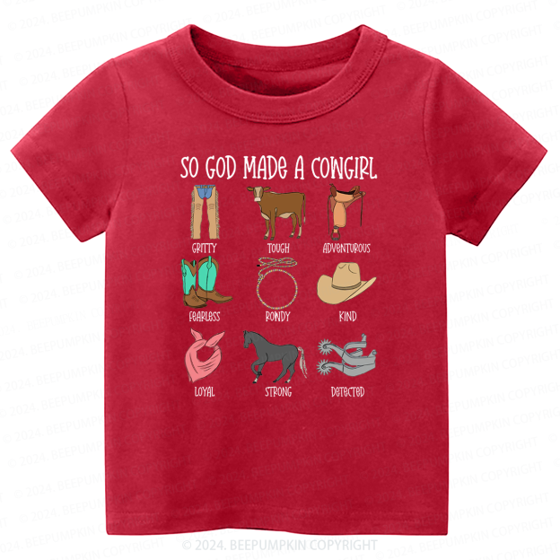 So God Made A CowGirl Toddler&Kids Tees