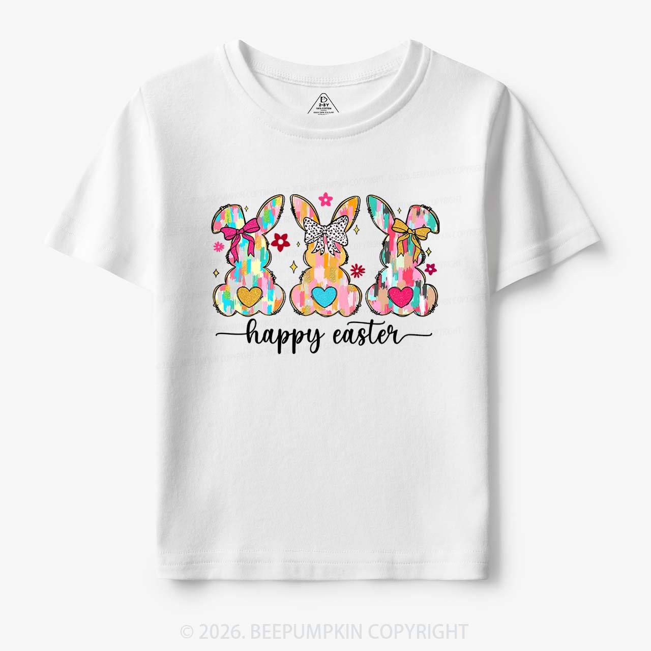 Pastel Brush Happy Easter Bunnie Toddler&Kid's Tees
