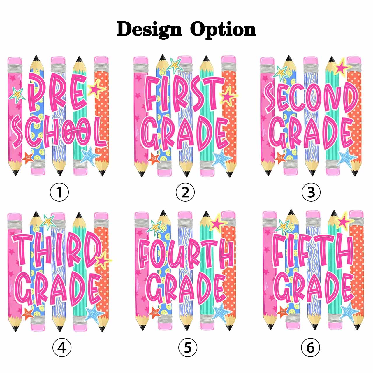 Personalized Grade Level Colorful Pencil Toddler&Kid's Tees