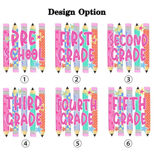 Personalized Grade Level Colorful Pencil Toddler&Kid's Tees