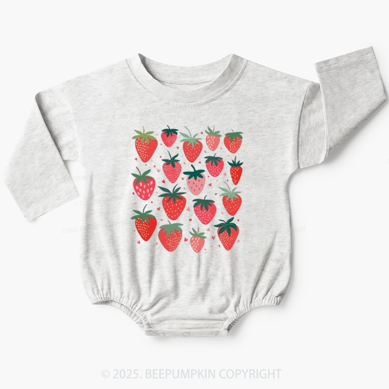 Girls Strawberries Baby Bubble Romper Beepumpkin