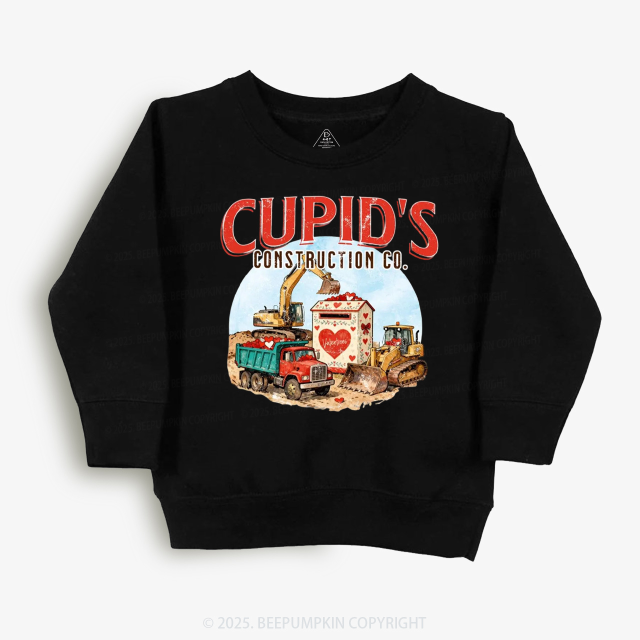 Construction Trucks Valentine's Day Kid's Sweatshirt