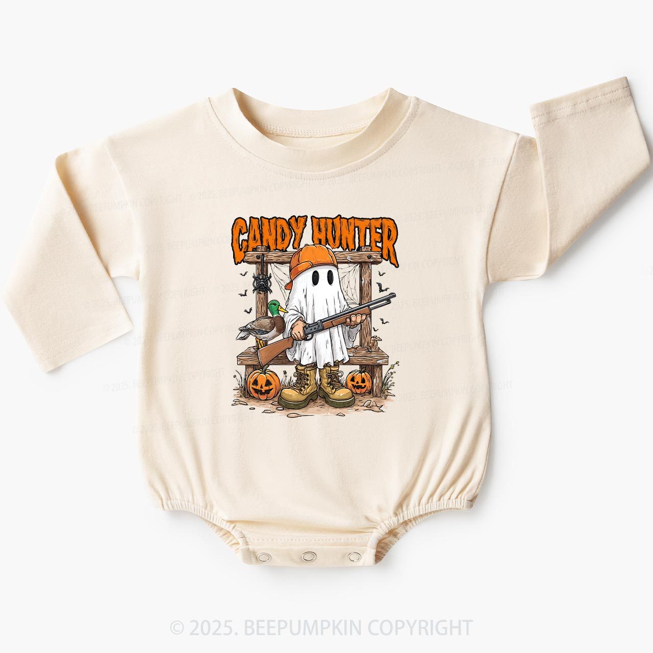 Candy Hunter Halloween Baby Bubble Romper Beepumpkin
