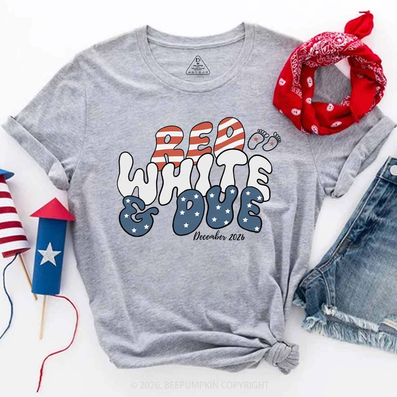 Personalized American Mama 4th July Pregnancy Announcement T-Shirts