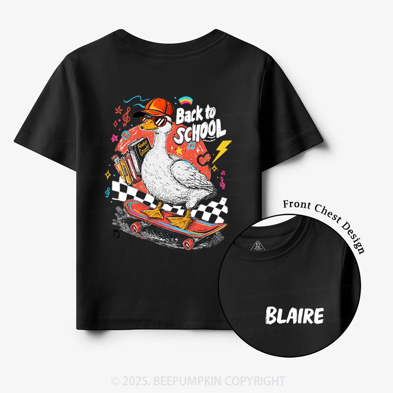 Personalized Funny Skateboard Goose Toddler&Kid's Tees Beepumpkin