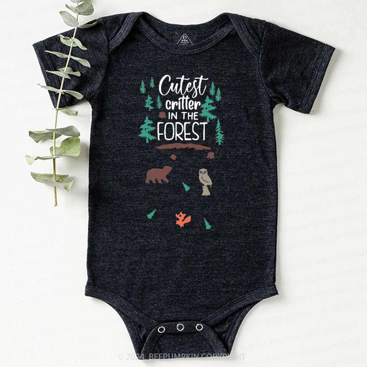 Cutest Critter In The Forest Baby Bodysuit 7