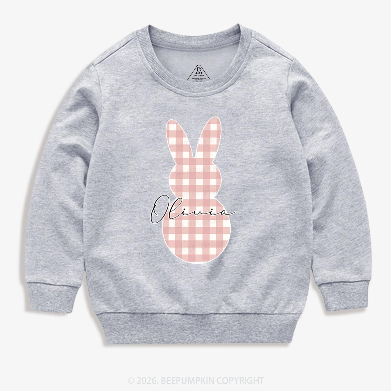 Personalised Easter Petit Gingham Bunny Kid's Sweatshirt