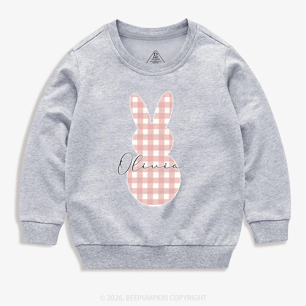 Personalised Easter Petit Gingham Bunny Kid's Sweatshirt