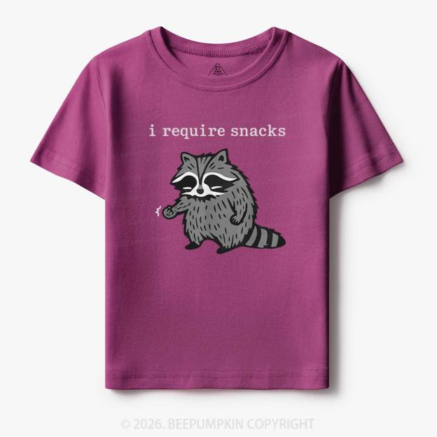 I Require Snacks Raccoon Toddler&Kid's Tees