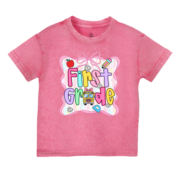 Personalized Bow Back To School Gift Bag Toddler&Kids Washed Tees