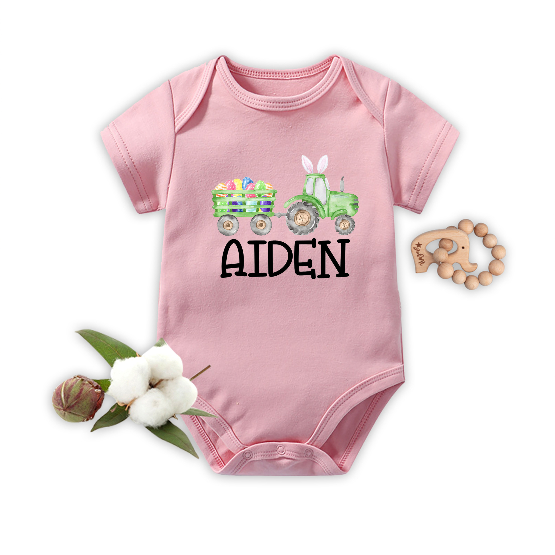 Personalized Bunny&Truck Easter Baby Bodysuit