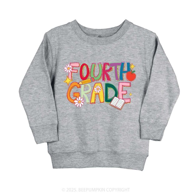 Personalized Girly Floral Kindergarten Neon School Kid's Sweatshirt