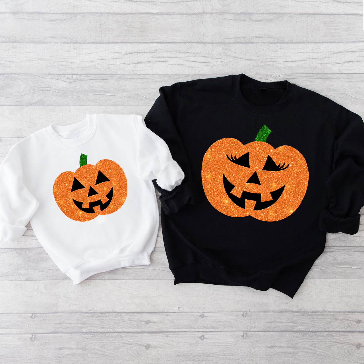 Mommy&Mini Pumpkin Face Halloween Sweatshirts