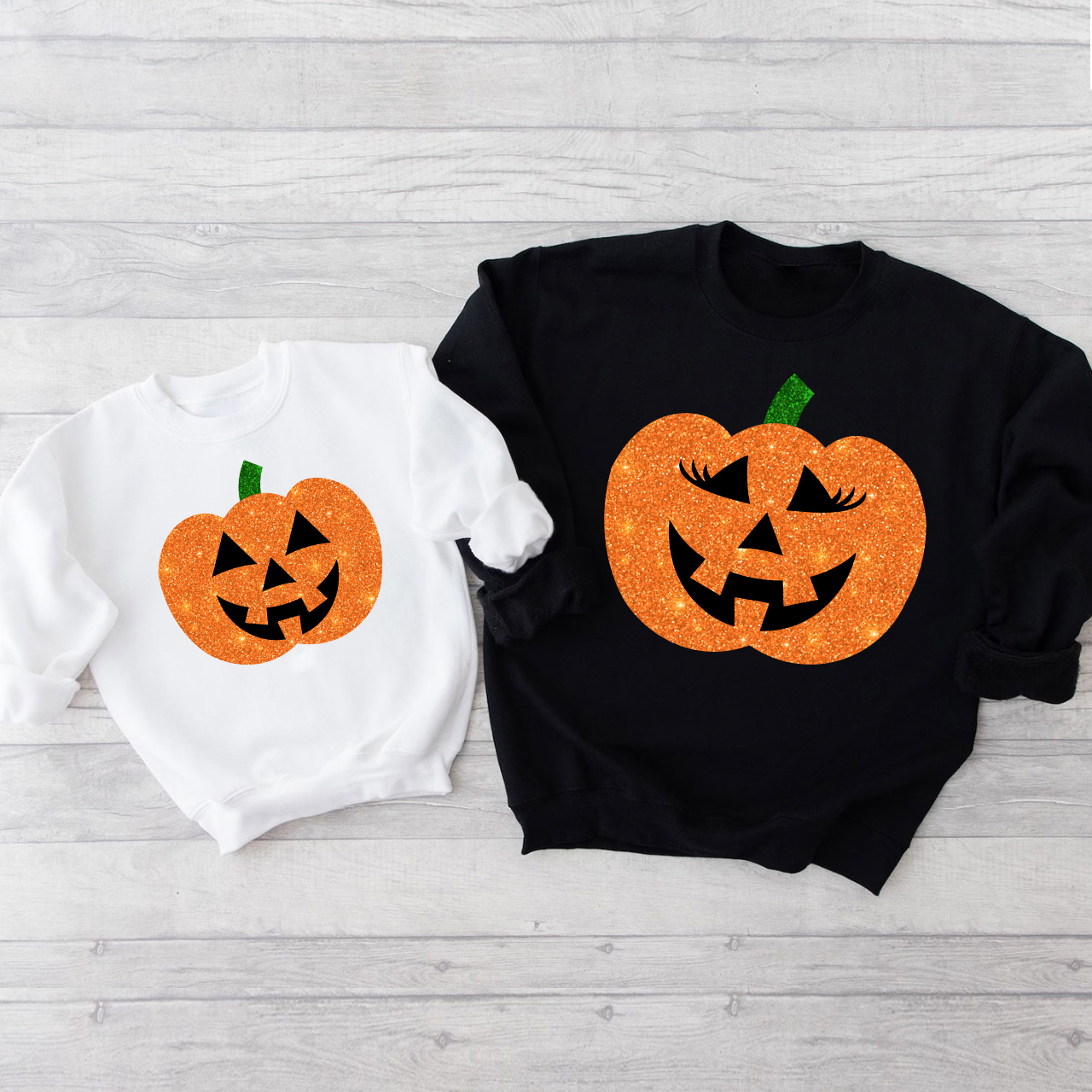 Mommy&Mini Pumpkin Face Halloween Sweatshirts
