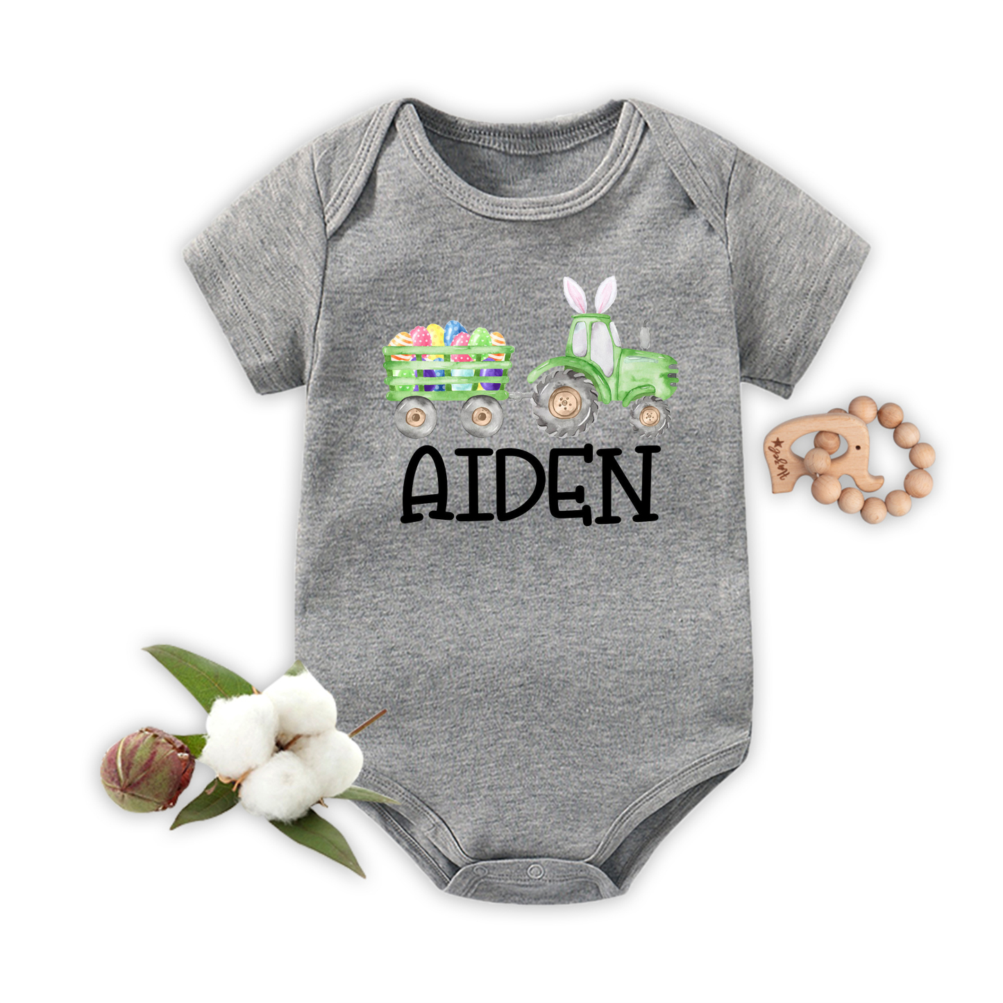 Personalized Bunny&Truck Easter Baby Bodysuit
