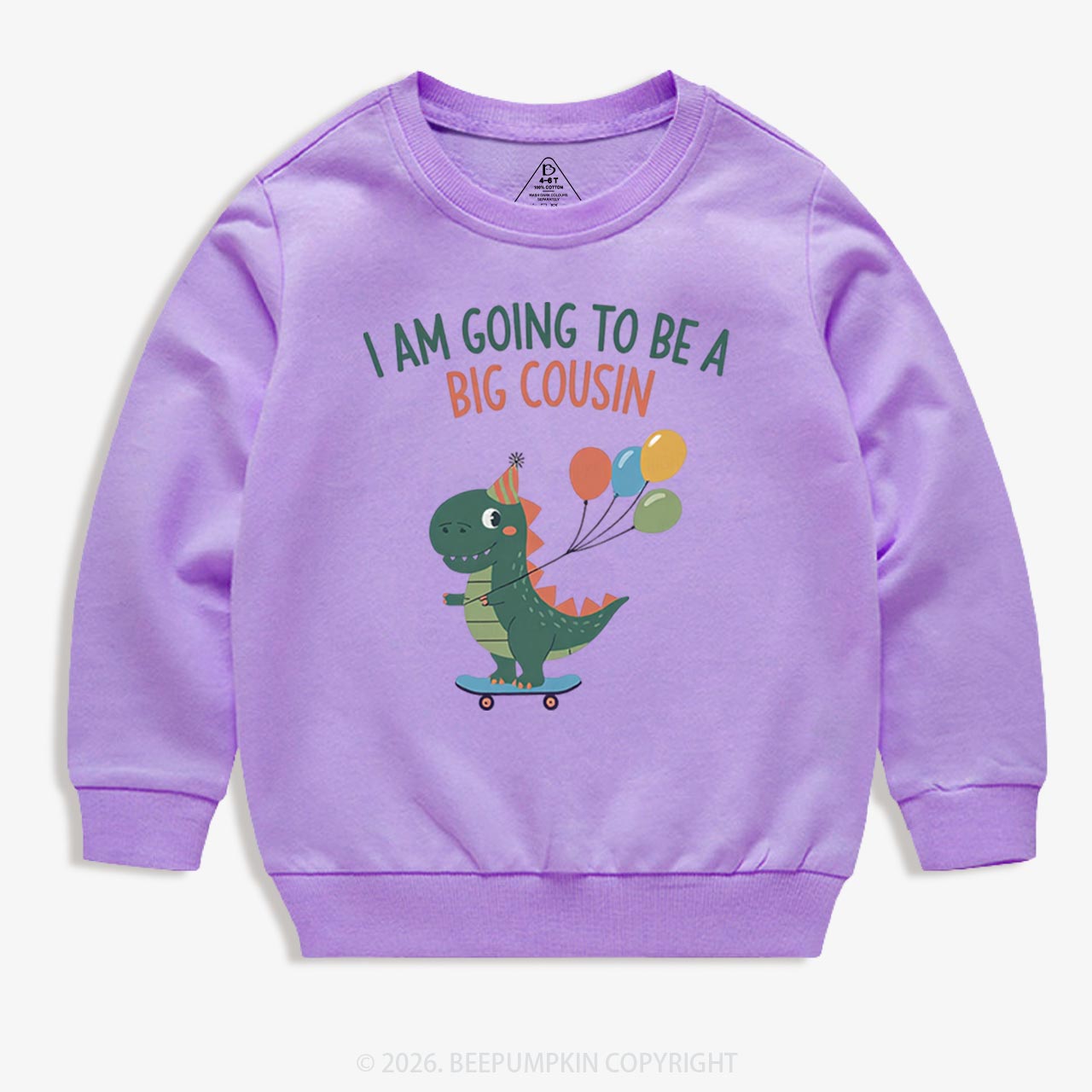 I'm Going To Be A Big Cousin Dinosaur Toddler&Kid's Sweatshirt